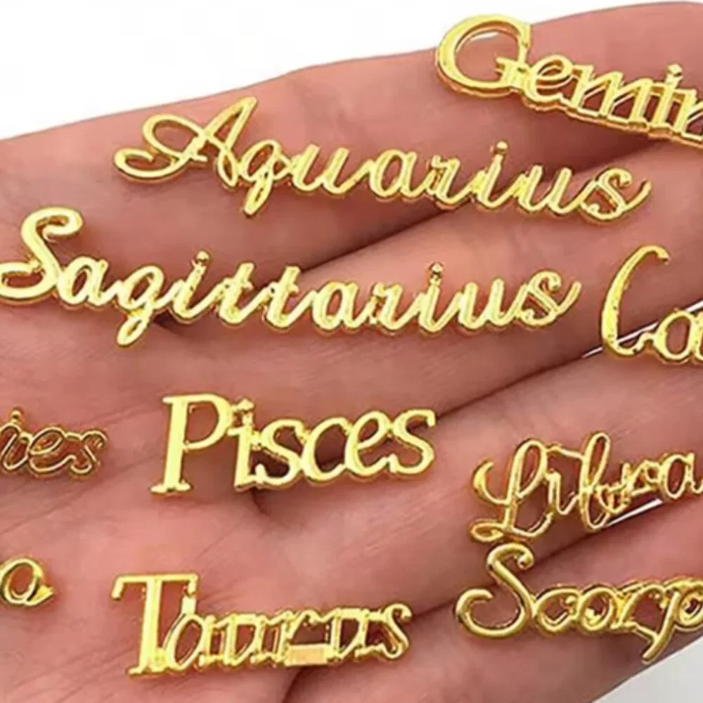 NEW LIBRA ZODIAC GOLD  &  SILVER TONE 3D METAL NAIL CHARMS (2PCS)
